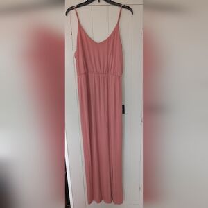 Lulus Women's XL Pink Jersey Knit Side Slit Maxi Dress NWT